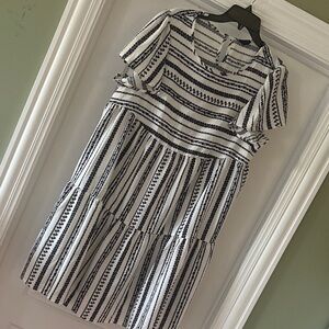Emery Rose Chic Black and White Striped Midi Dress WITH TAGS